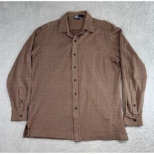 VTG Polo by Ralph Lauren Houndstooth Button-Up Shirt — Made in USA — Sz L